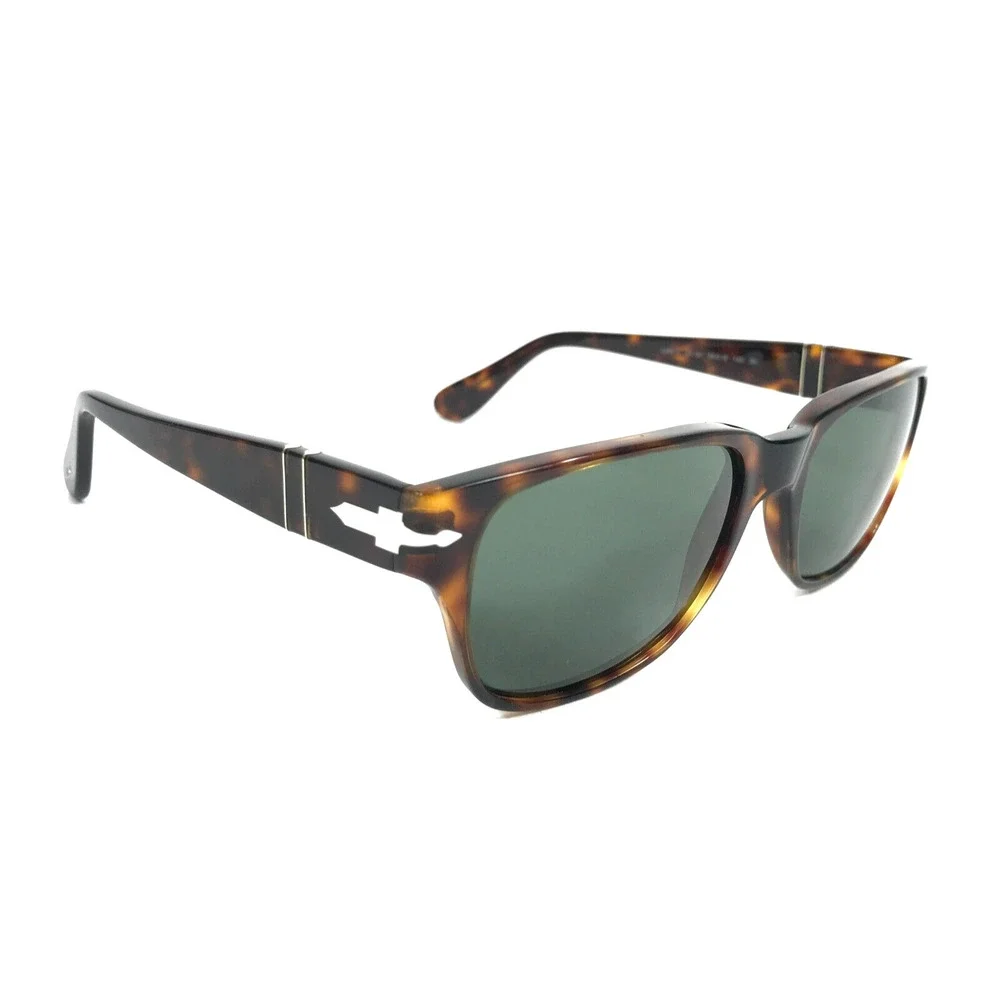 Persol Sunglasses 3288-S 24/31 Tortoise Rectangle Frames w/ Green Glass Lenses - Picture 3 of 12